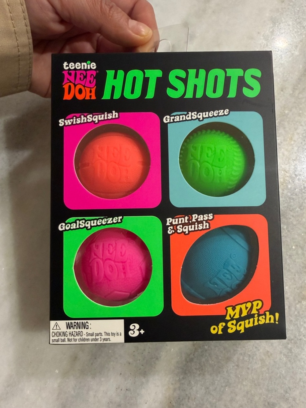 Rare Needoh Hot Shots, Squishy Sports Balls - Pink, Red, Green, Blue